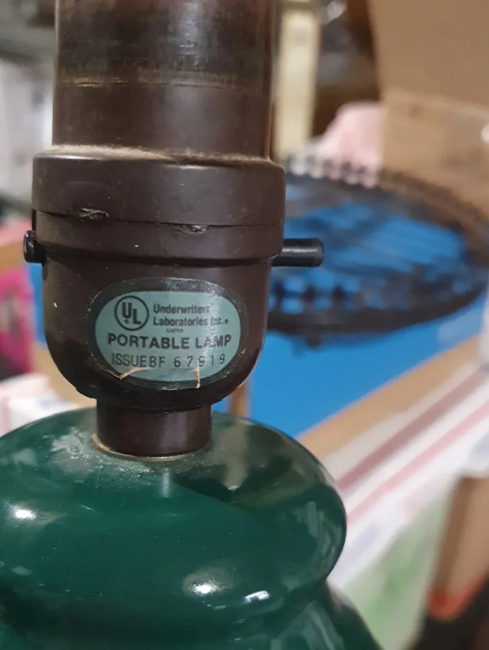 Vintage Deep Green Ceramic Vase Lamp